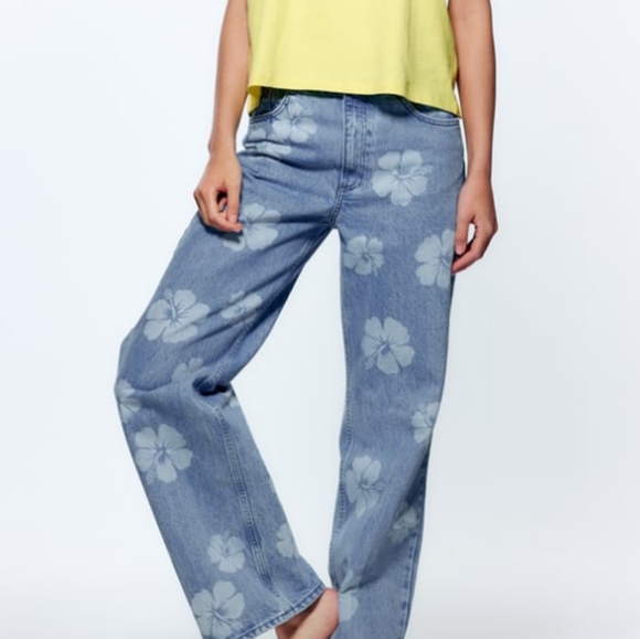 Zara Denim - ZARA Floral Print Jeans Women's Size 4 NWT